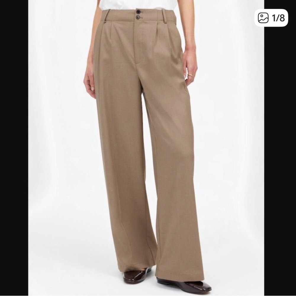 Madewell Harlow Wide Leg Twill Pant Size 10 Dark Oat Melange